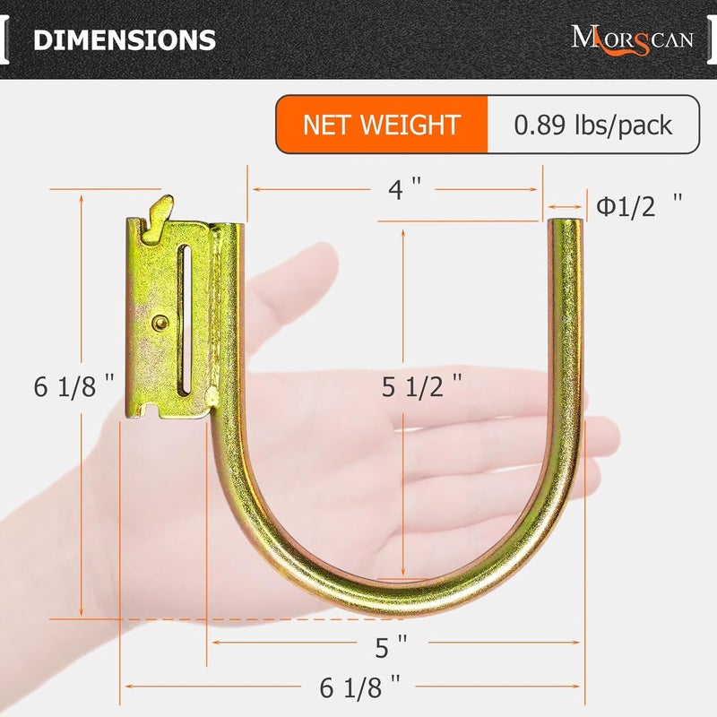MorScan 4 Pack 4" E Track J Hooks Heavy Duty Galvanized Steel E-Track Tie Down Accessories for Box Truck, Enclosed Trailer, Garage, Vans, Warehouse, Workshop - Image 3